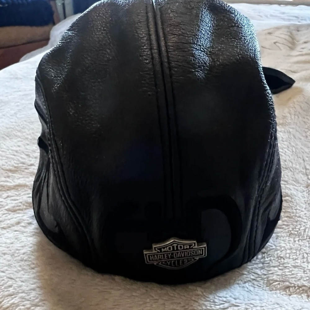 Harley Davidson Leather Skull Cap Mens Medium